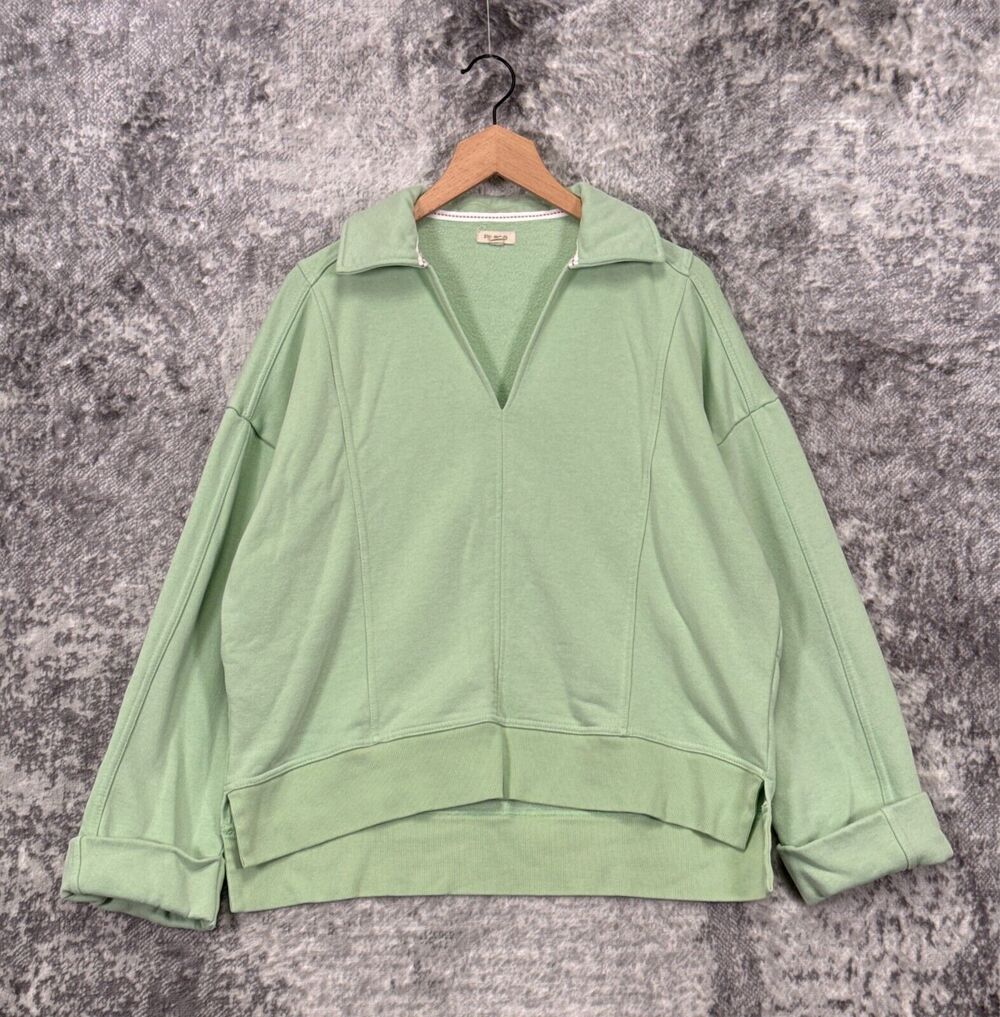 Anthropologie Sweater Small Womens Pilcro Green Fleece Oversize Pullover